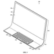 A figure from the patent shows a curved AIO, with built-in dual track pads and keyboard made of glass.